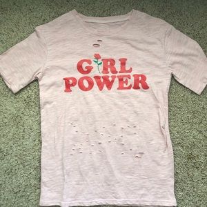 Pink “Girl Power” T-shirt with rose decal